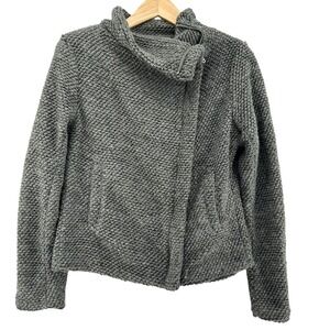 BLANKNYC Grey Chunky Knit Wool Blend Asymmetrical Zip Moto Jacket SZ L Bikercore